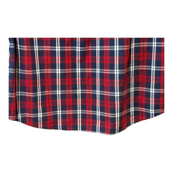 Chaps Easy Care Men's Red Navy Plaid Long Sleeve Button-up Shirt Size L Crest - Picture 9 of 14